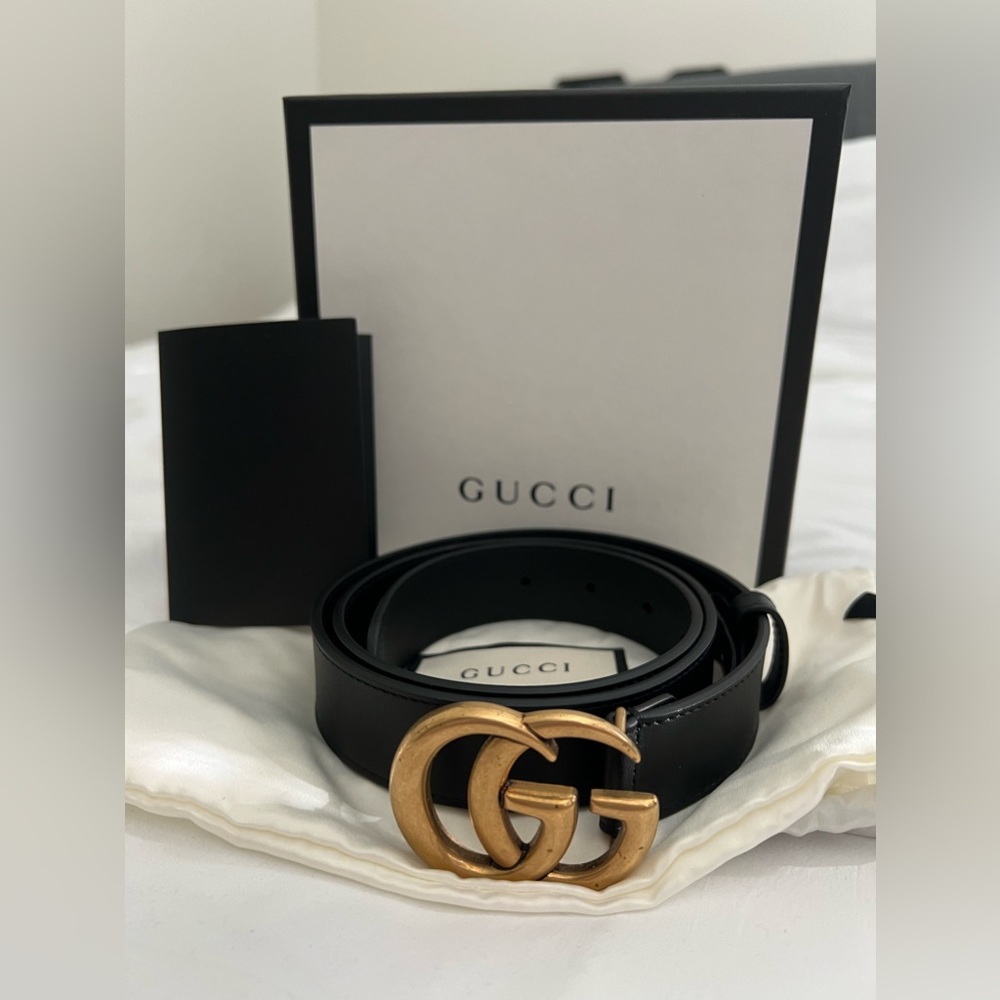 Womens Gucci Belt - Black Double G Buckle